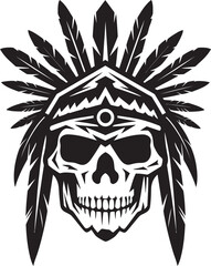Ancient Adornments Tribal Skull Mask Lineart Logo in Elegant Vector Black Icon Ritualistic Reverie Vector Black Iconic Design for Tribal Skull Mask Lineart