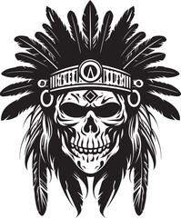 Mystical Heritage Tribal Skull Mask Lineart Logo in Elegant Vector Black Icon Shamanic Essence Vector Black Iconic Design for Tribal Skull Mask Lineart