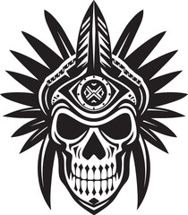 Soulful Shadows Vector Black Icon Design for Tribal Skull Mask Lineart Ancient Glyphs Tribal Skull Mask Lineart Logo in Elegant Vector Black Icon