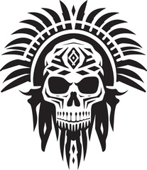 Enigmatic Presence Elegant Tribal Skull Lineart Logo in Vector Black Icon Tribal Heritage Vector Black Icon Design for Skull Mask Lineart Emblem