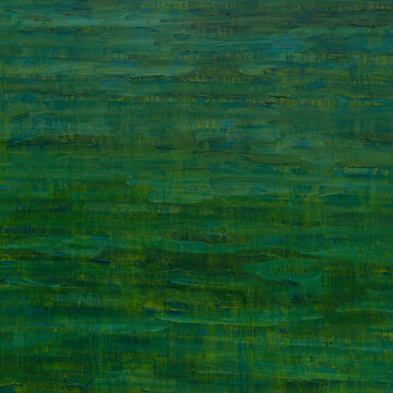 Dark green oil painting with drips close up