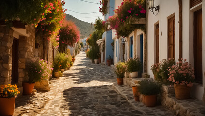 Beautiful street Greece summer day
