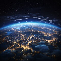 A breathtaking view of a city at night Generative AI