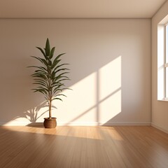 A large potted plant in a room with a window Generative AI