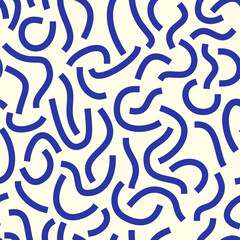 Blue curved lines isolated on white background. Bold Squiggles.