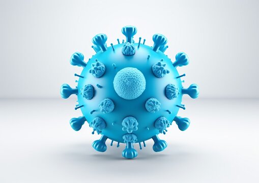 A blue and white virus model of a human cell Generative AI