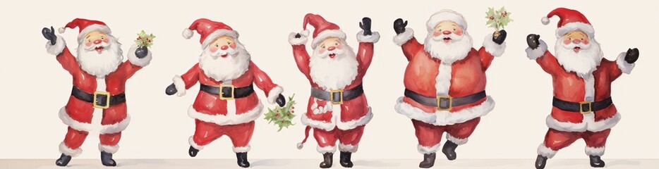 Three Santa Claus Figurines Celebrating Christmas Generative AI
