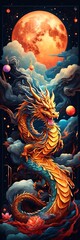 A bookmark a traditional Chinese dragon - obrazy, fototapety, plakaty