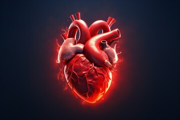 A 3D heart with blood flowing through it Generative AI