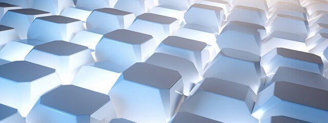 A row of white computer keyboards with blue lighting Generative AI