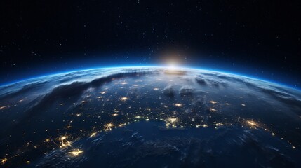 Fototapeta na wymiar A breathtaking view of the Earth at night Generative AI