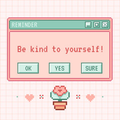 Cute kawaii sticker illustration. Old computer aestethic. Reto pc element window. Trendy girly y2k style. 90s, 00s Nostalgia. Linear vaporwave retro desktop window pc wallpaper.