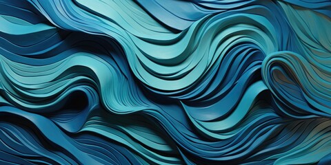 Obraz premium a sculpture showing blue waves, in the style of embossed paper, sophie wilkins, textured backgrounds, harmonious coloration, high resolution, spiritual abstractions