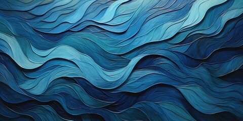a sculpture showing blue waves, in the style of embossed paper, sophie wilkins, textured backgrounds, harmonious coloration, high resolution, spiritual abstractions - obrazy, fototapety, plakaty