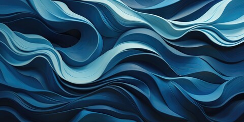 Fototapeta premium blue abstract with blue waves on it, in the style of carved surfaces, layered fibers, large-scale murals, wood engraving, layered lines, precisionist art, tactile