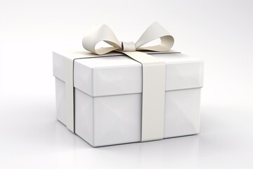 White Gift Box with Bow Generative AI