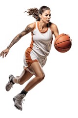 Female Basketball Pro on Court, AI Generated