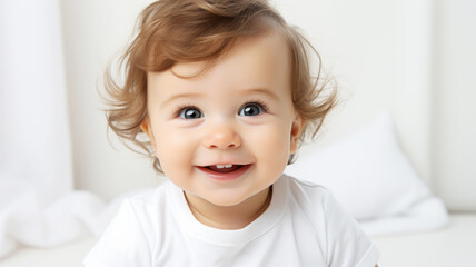 Fototapeta premium Portrait of Happy Smiling Little Baby Indoors