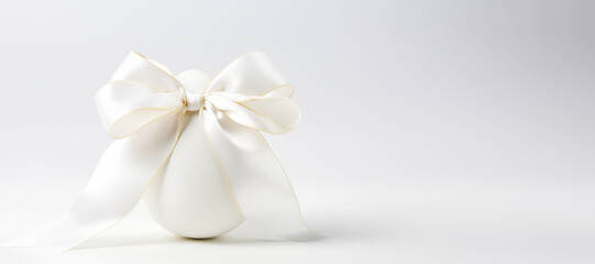 White Easter Egg with Gold Elegant Bow Banner