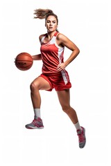 Female Basketball Pro on Court, AI Generated