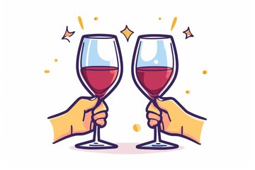 Two delicate hands raise elegant wine glasses, the perfect vessels for a celebratory toast to love and happiness
