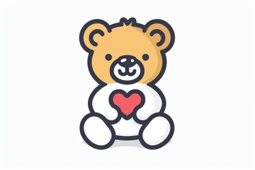 Fototapeta premium A heartwarming illustration of a lovable teddy bear, radiating love and affection with its charming cartoon style drawing
