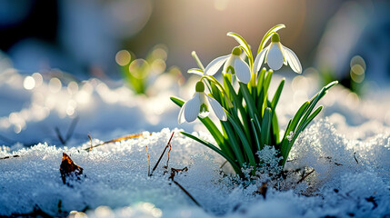 Spring Flowers in Snow