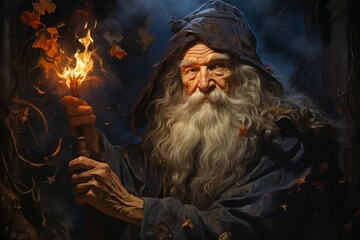 Obraz premium Elderly wizard - Generative AI