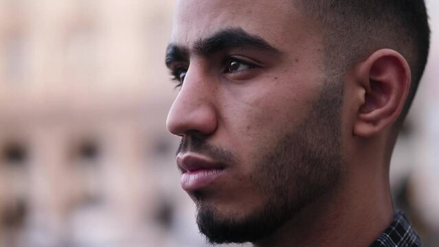 Hopeful Gaze of a Young North African Man