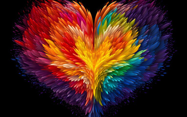 Rainbow Hearts Geometric Abstract