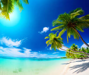 Fototapeta na wymiar Idyllic tropical beach, bright day