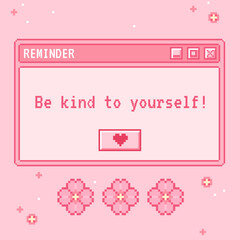 Cute kawaii sticker illustration. Old computer aestethic. Reto pc element window. Trendy girly y2k style. 90s, 00s Nostalgia. Linear vaporwave retro desktop window pc wallpaper.