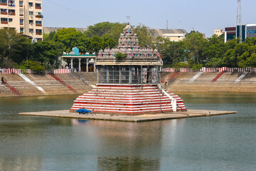 Chennai, India. View of Kapaleeshwarar Temple Pond, Mylapore, Chennai.