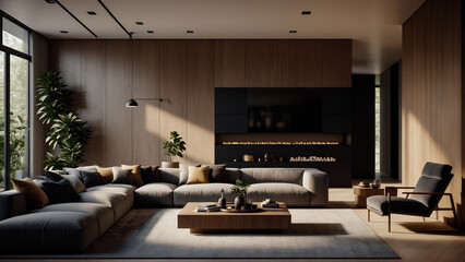 Fototapeta na wymiar modern living room interior design with stylish furnitures