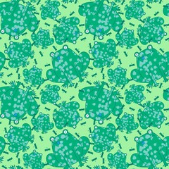 Cartoon animals seamless frogs pattern for wrapping paper and fabrics and kids clothes print and summer