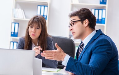 The business meeting with employees in the office