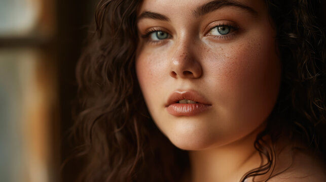 beautiful plump girl, plus size model, overweight woman, fat person, portrait, face, lady, lifestyle, weight loss, studio, fashion, skin, eyes, lips