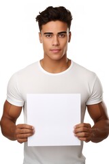 Hispanic Male Model with Blank Sign, AI Generated