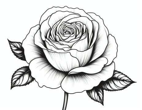 a rose for coloring page, greeting cards, posters, or social media