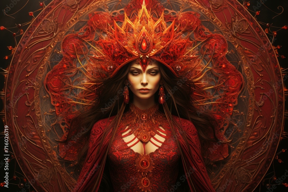 Canvas Prints Fiery-tempered sorceress - Generative AI