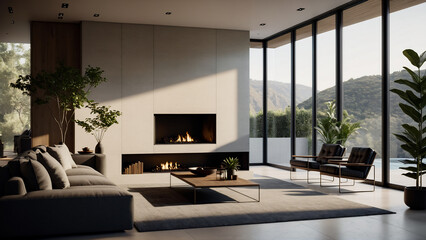 Obraz na płótnie Canvas modern living room interior design with stylish furnitures