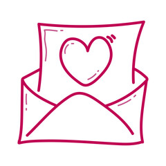 Hand drawn Envelope with hearts icon. Vector illustration. Love letter doodle illustration.
