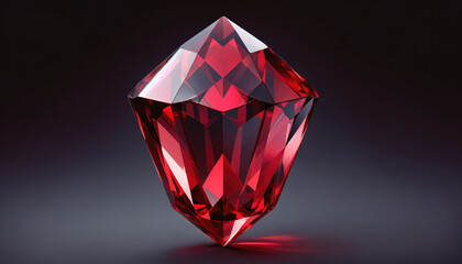 A solitary large crystal gleams with deep cherry lacquer hues, embodying luxury and allure.For promoting jewelry or luxury goods.Educational materials for mineralogy,geology.