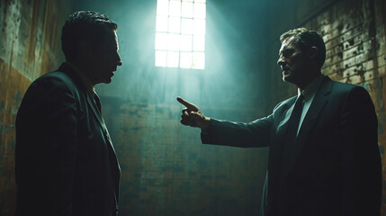 An incarcerated criminal's lawyer gives directions while talking to him