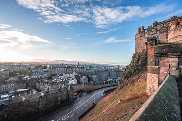 Panoramic view of Edinburgh, From the Castle. Edinburgh Scotland. Januari 1 2024.
