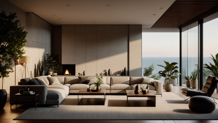 Obraz na płótnie Canvas modern living room interior design with stylish furnitures