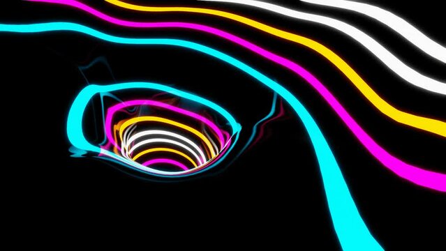 hypnotic psychedelic colorful optical illusion, abstract geometric motion graphic background, animated colorful lines, 4k seamless vj loop