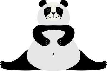 Vector panda character in flat style sitting on the splits.