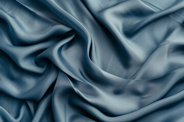Obraz premium Elegant and smooth blue satin fabric with luxurious drapes and folds.