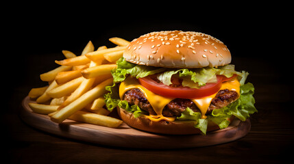 Healthy burger with nice shadow and background. Vegetable cheese sandwich